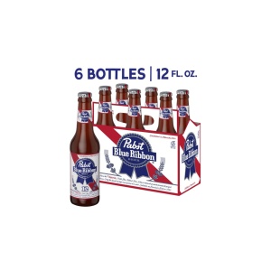 Pabst Blue Ribbon American Lager Bottle (12 oz x 6 ct)